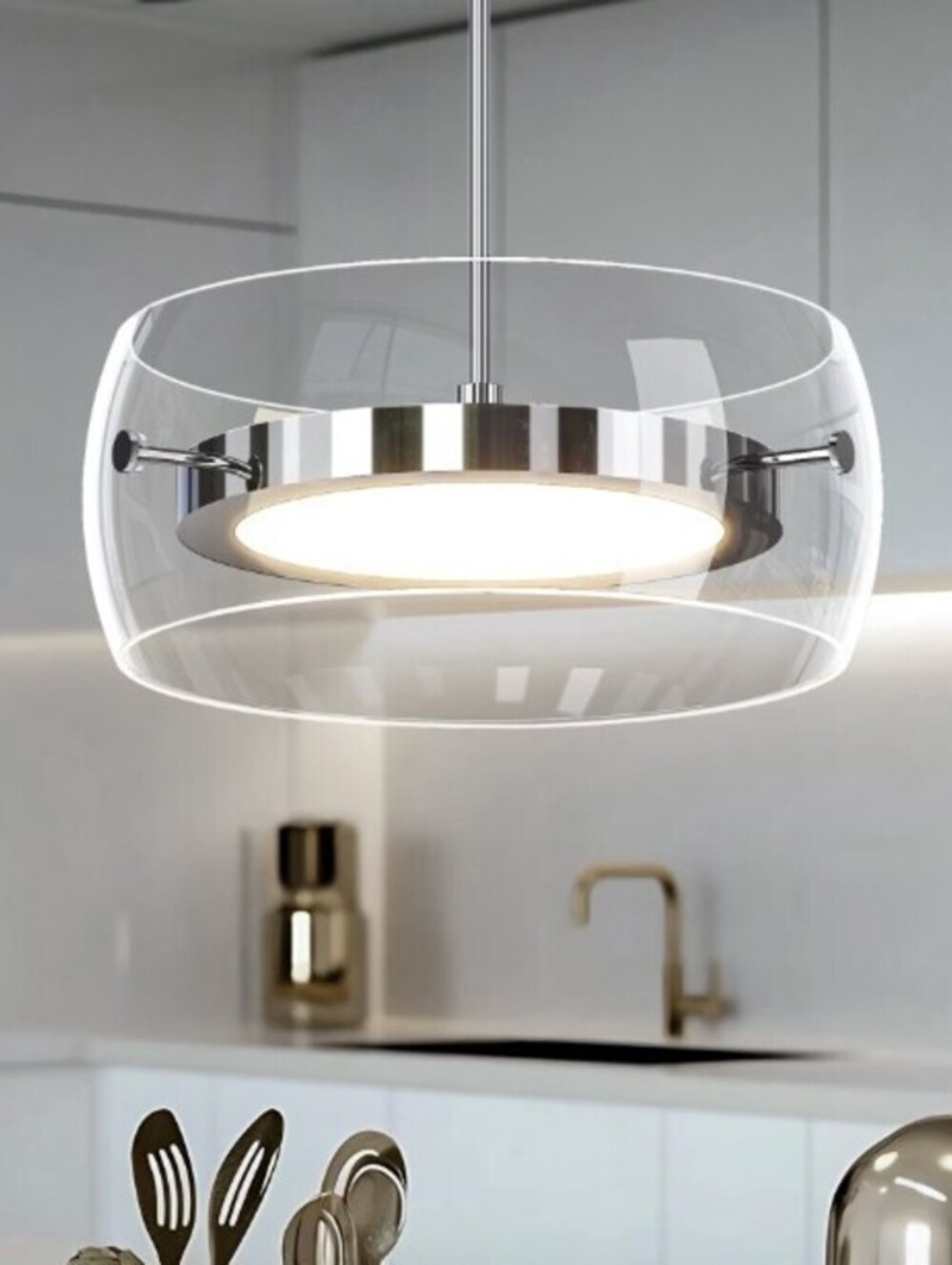 Dual-Sided LED 3-CCT Dimmable Smoked Glass Hanging Lighting Fixture,